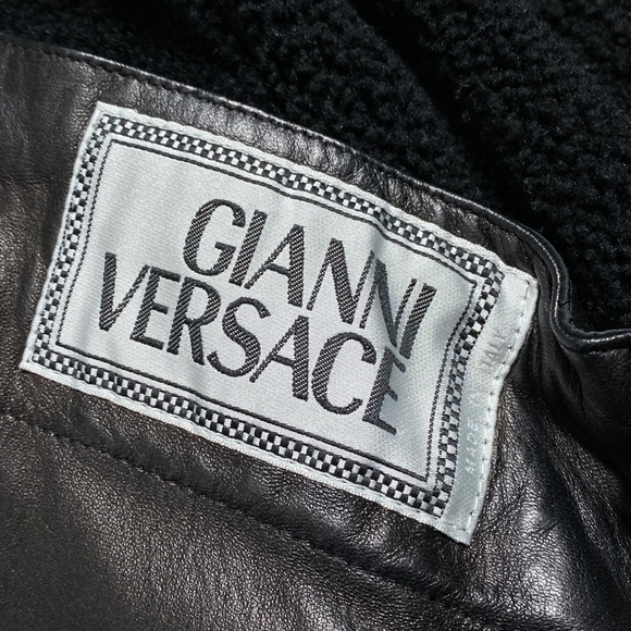 Vintage 90s Gianni  Versace Studded Suede Leather Sherpa Jacket Womens 40 - Picture 13 of 16
